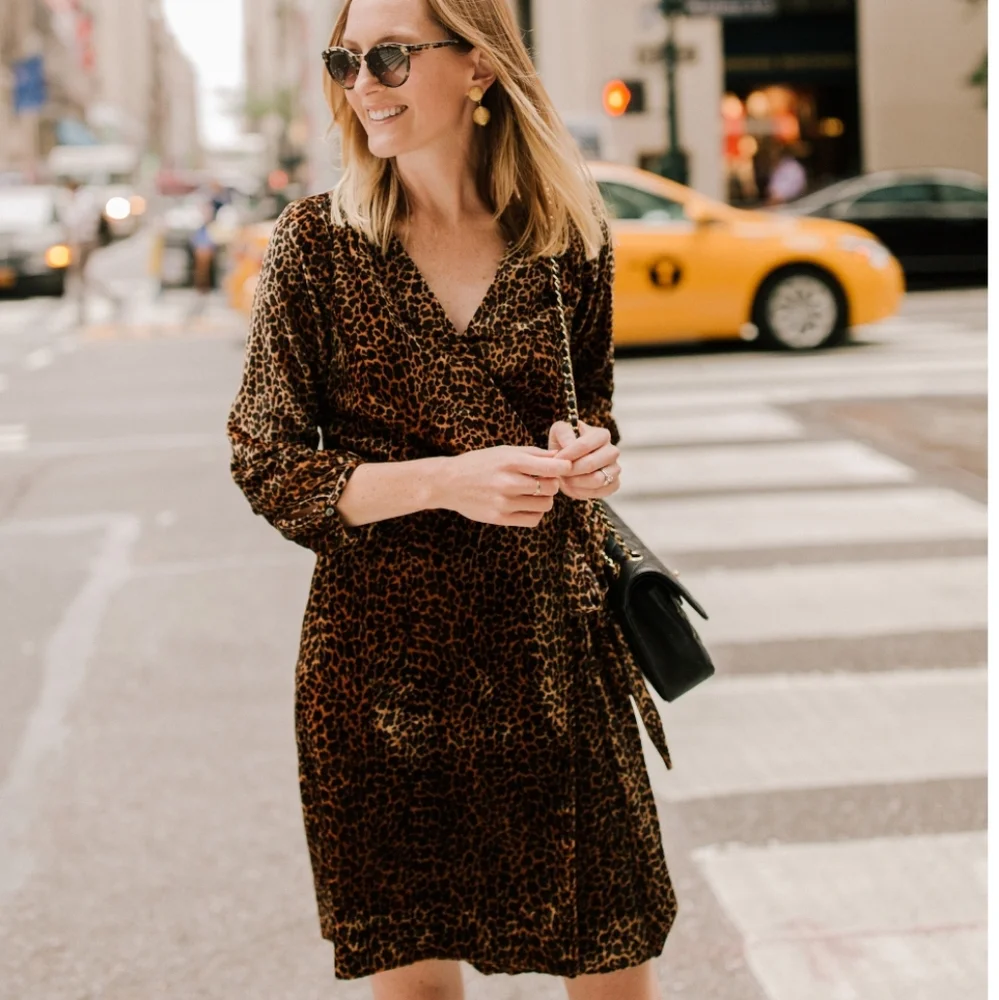 J. Crew Leopard Velvet Wrap Dress NWT